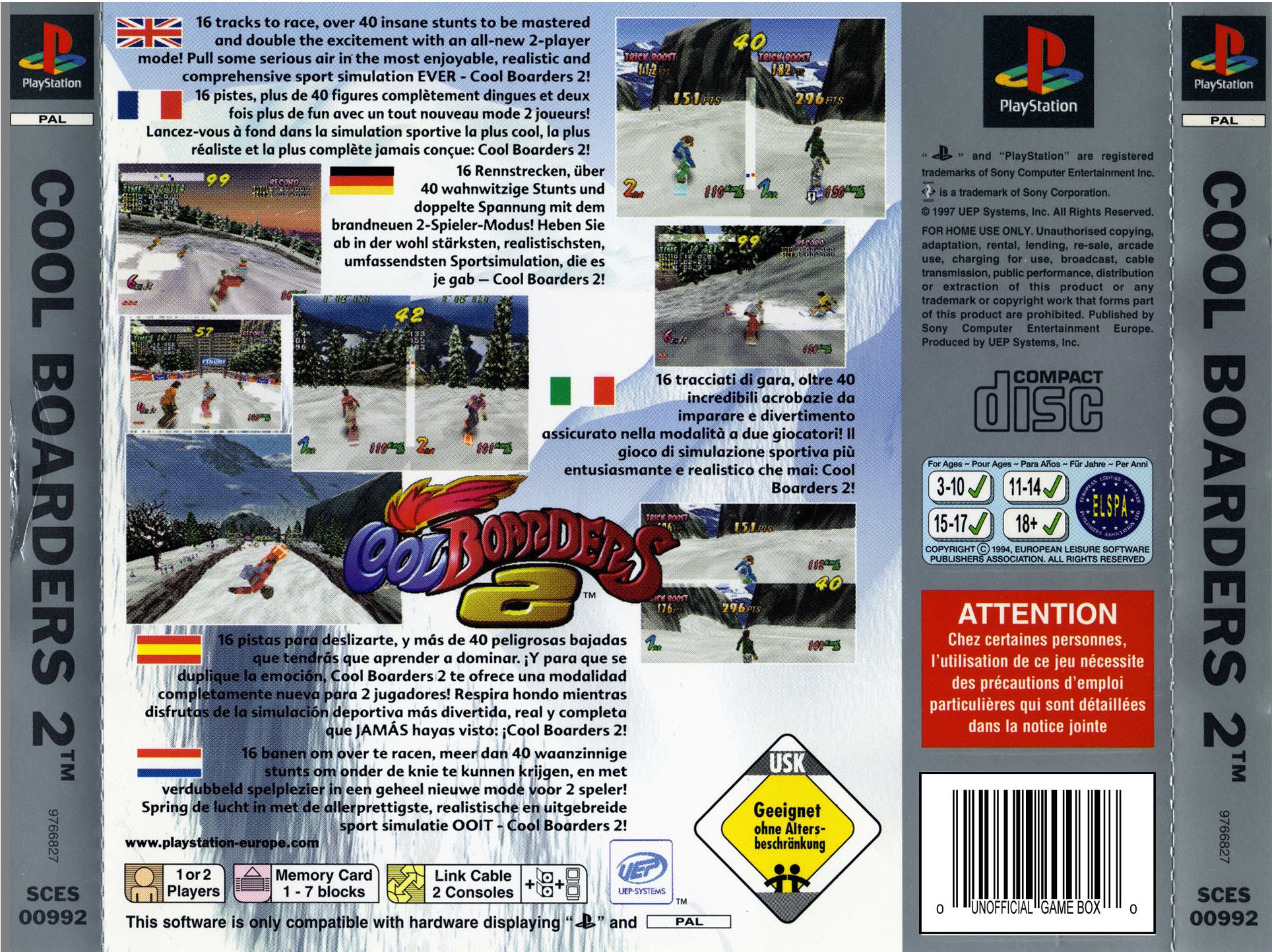 Contraportada · Platinum de Cool Boarders · EU