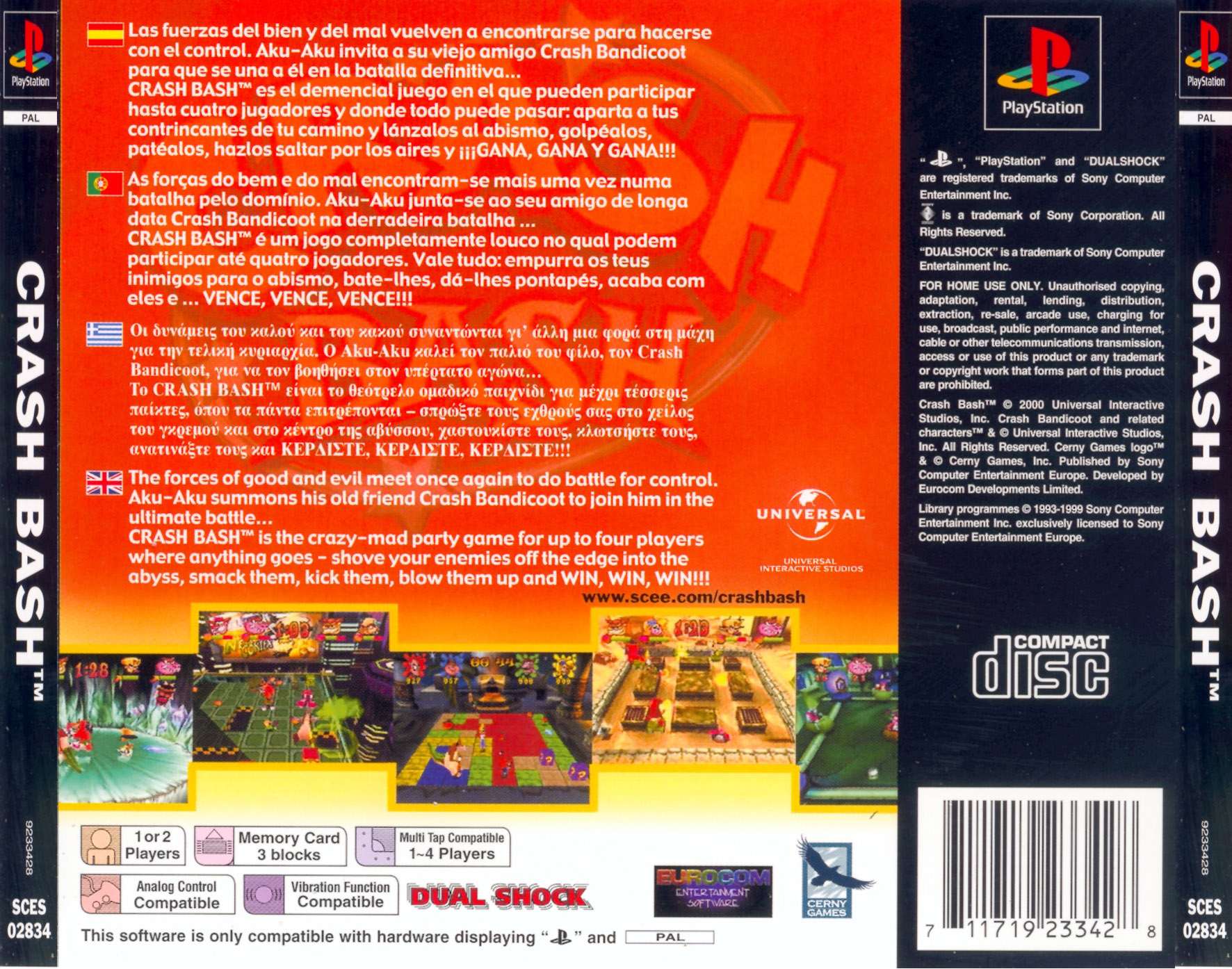 Contraportada de Crash Bash · EU