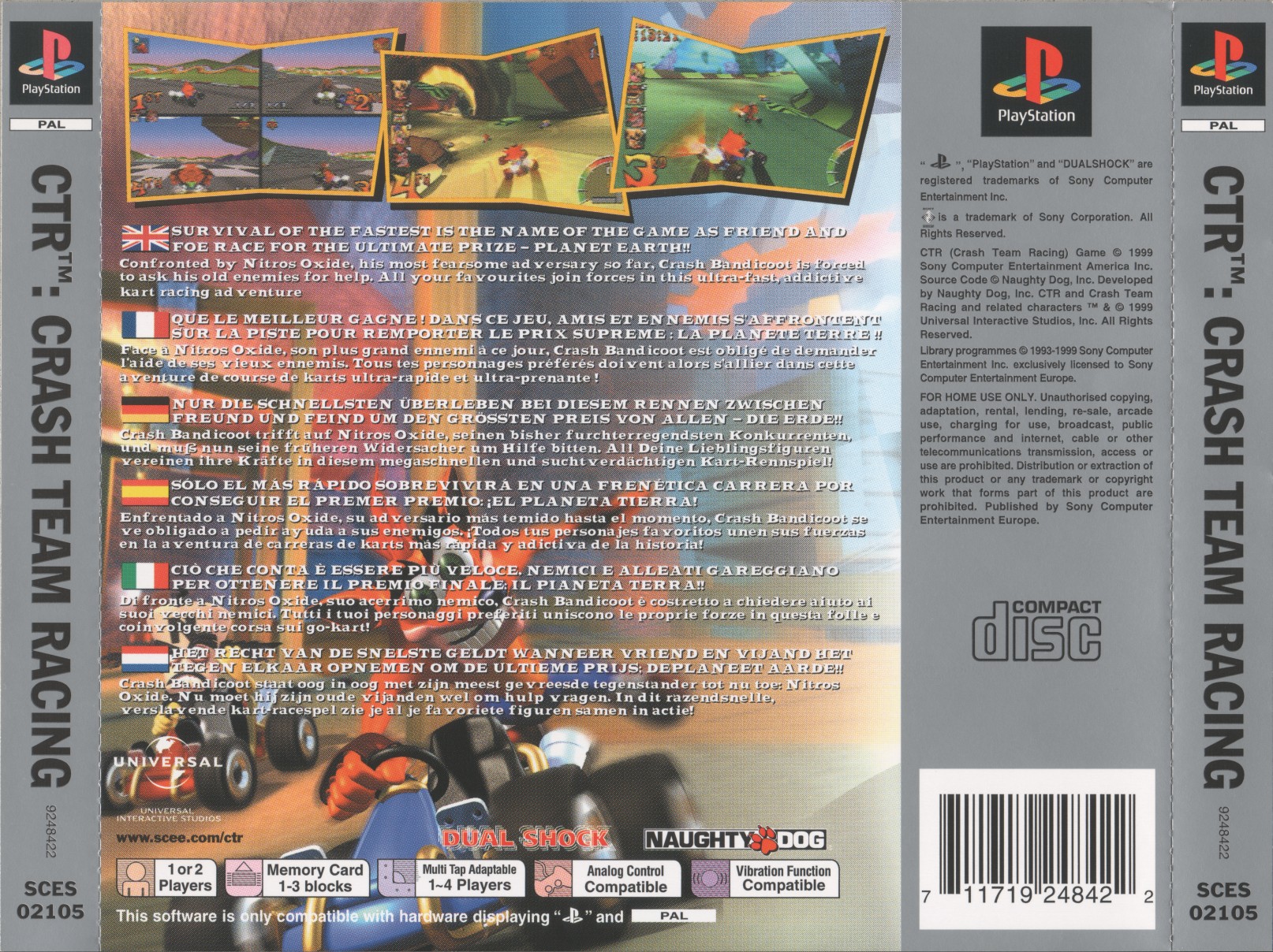 Contraportada · Platinum de CTR: Crash Team Racing · EU