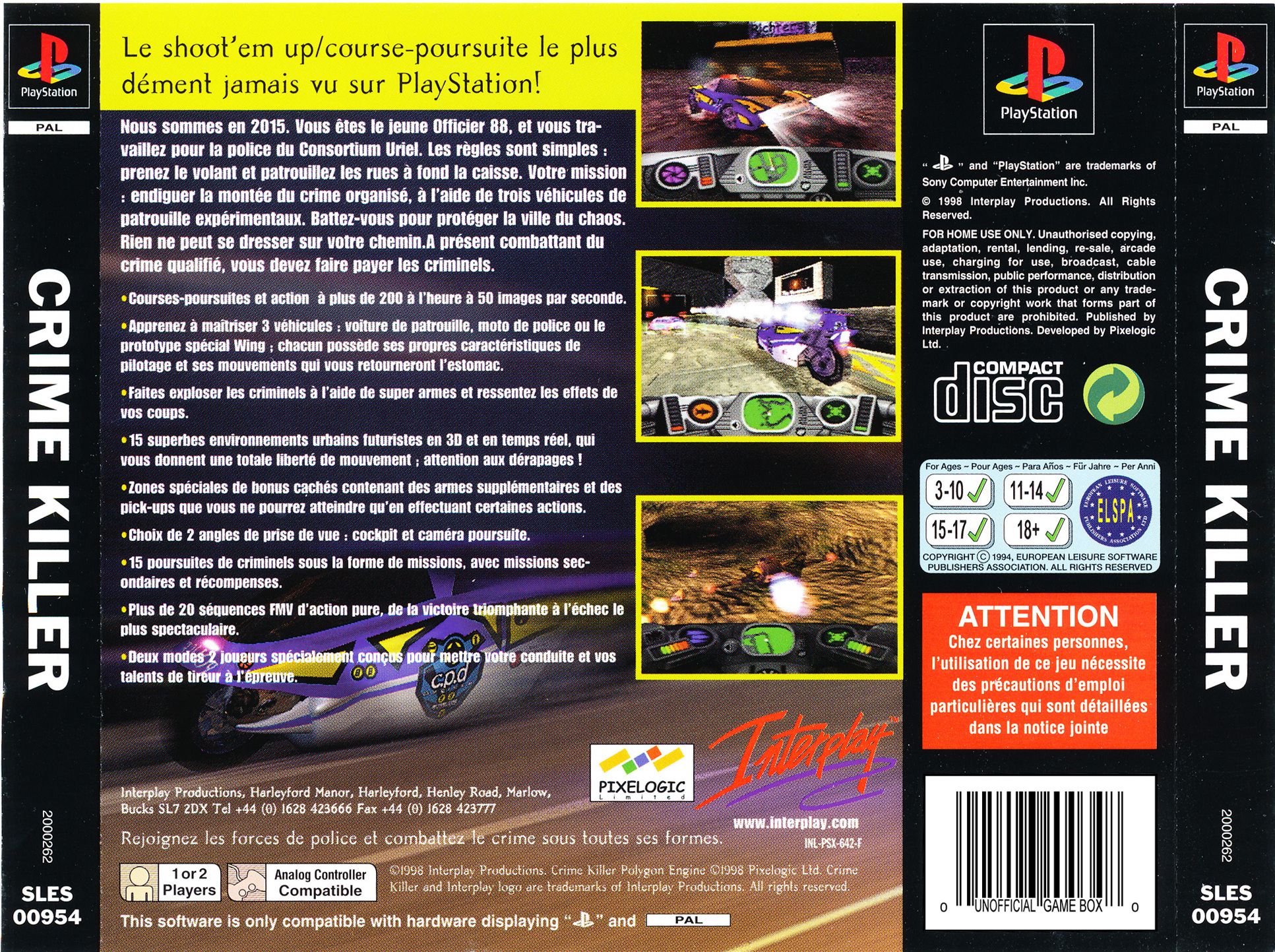Contraportada de Crime Killer · FR