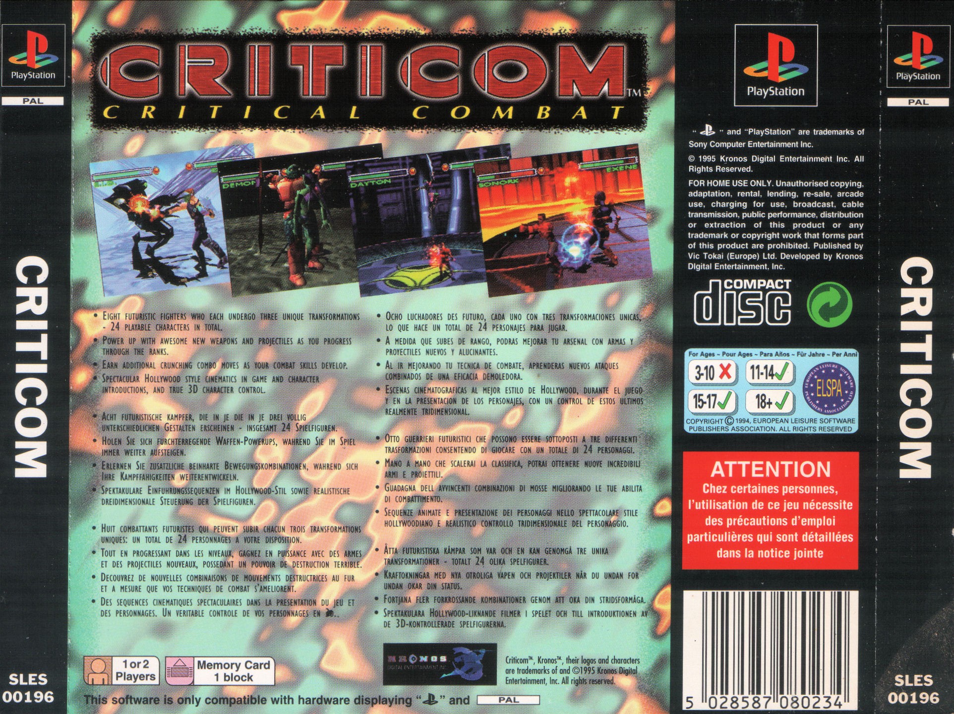 Contraportada de Criticom Critical Combat · EU