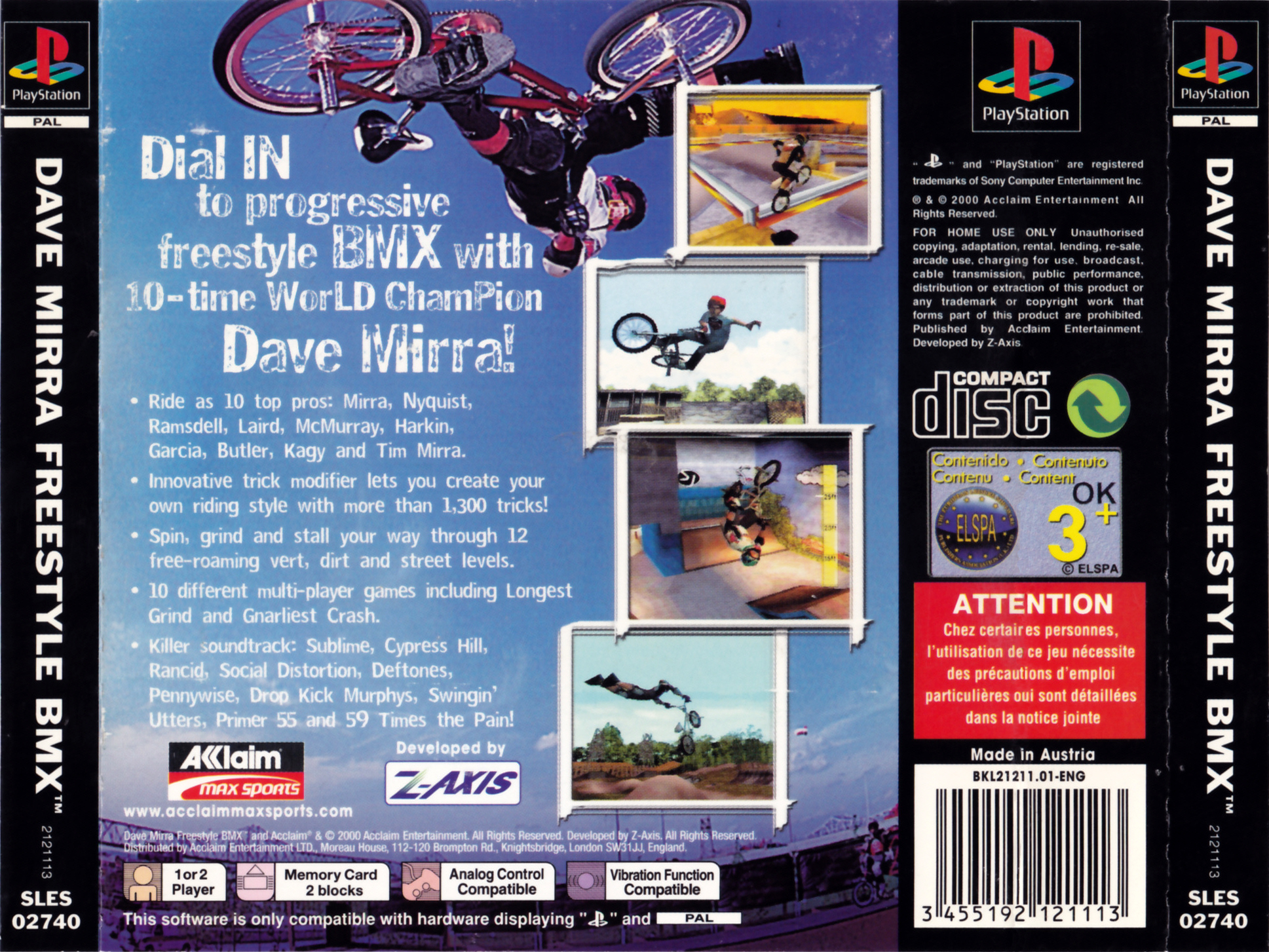 Contraportada de Dave Mirra Freestyle BMX · EU