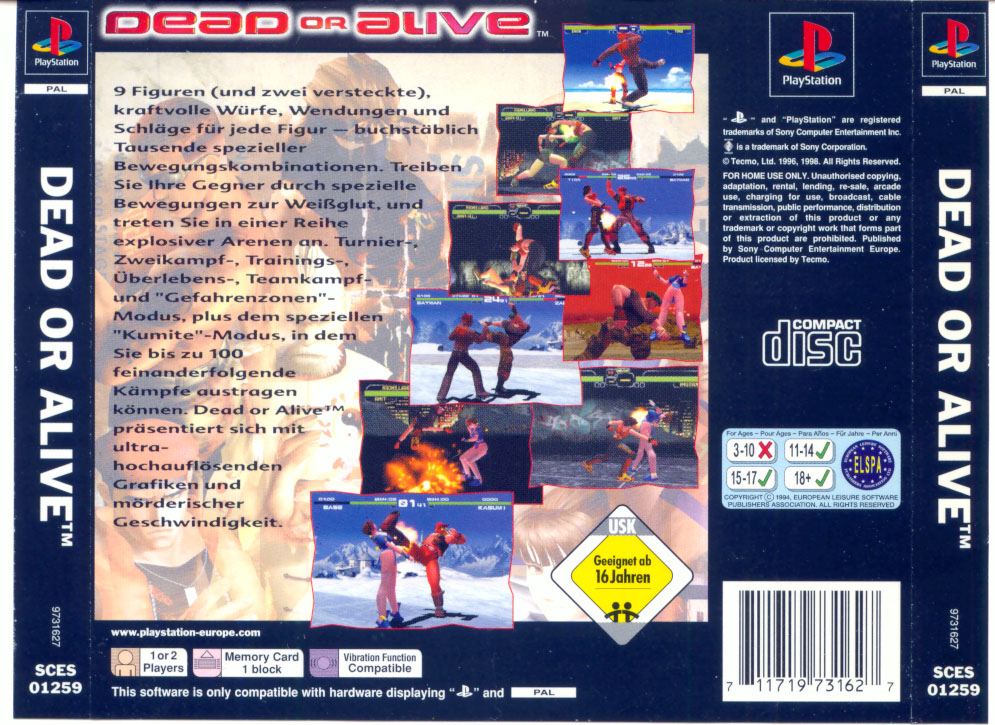 Contraportada de Dead or Alive · DE