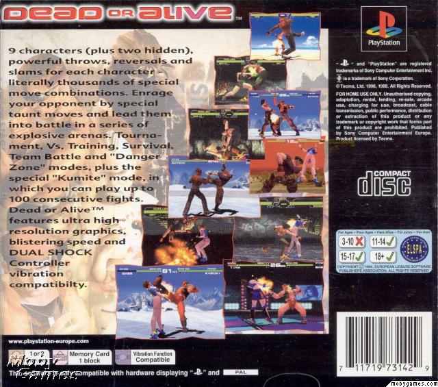 Contraportada de Dead or Alive · EU