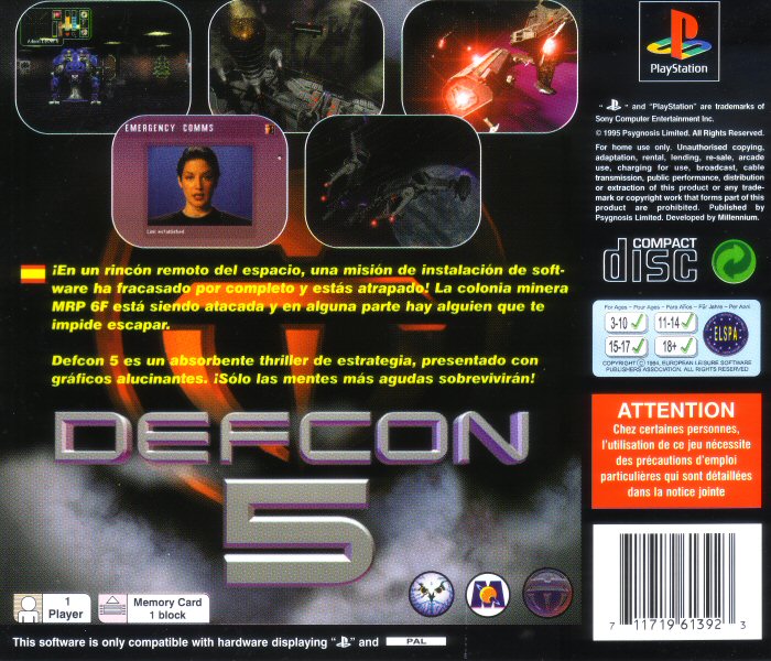Contraportada de Defcon 5 · ES