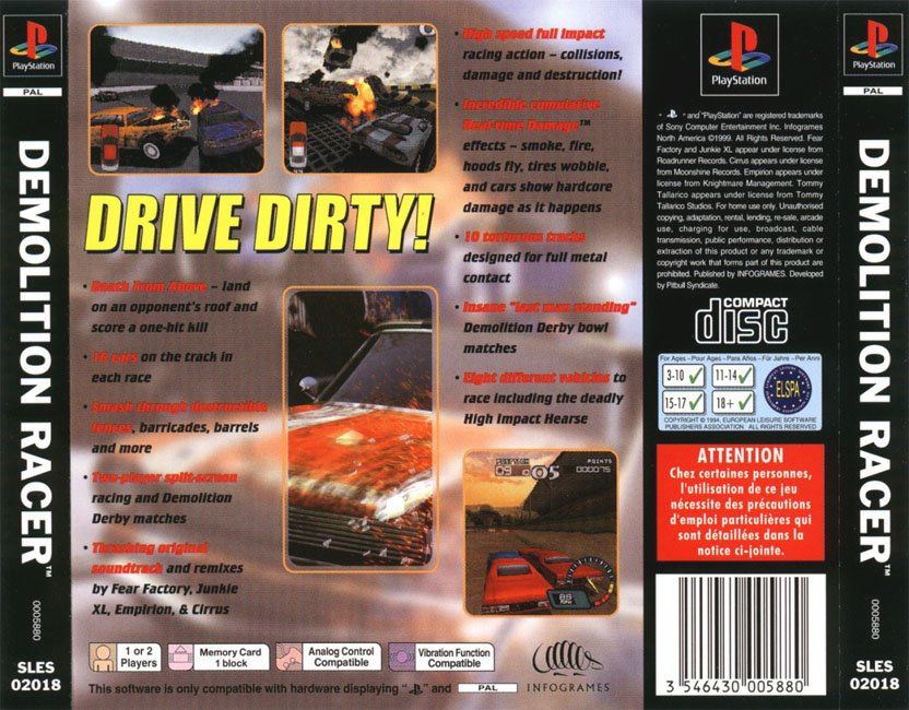 Contraportada de Demolition Racer · EU