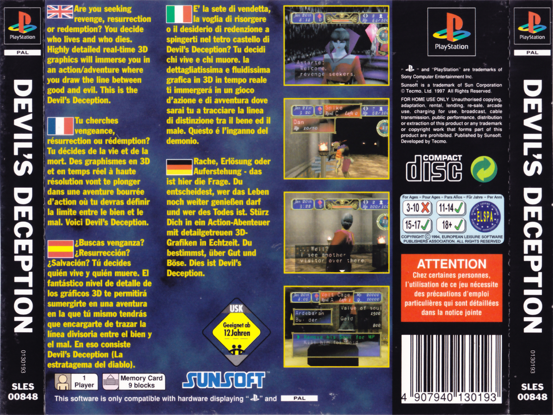 Contraportada de Devil's Deception · EU