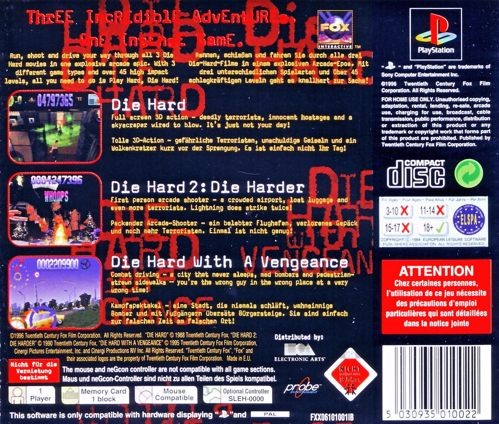 Contraportada de Die Hard Trilogy · DE
