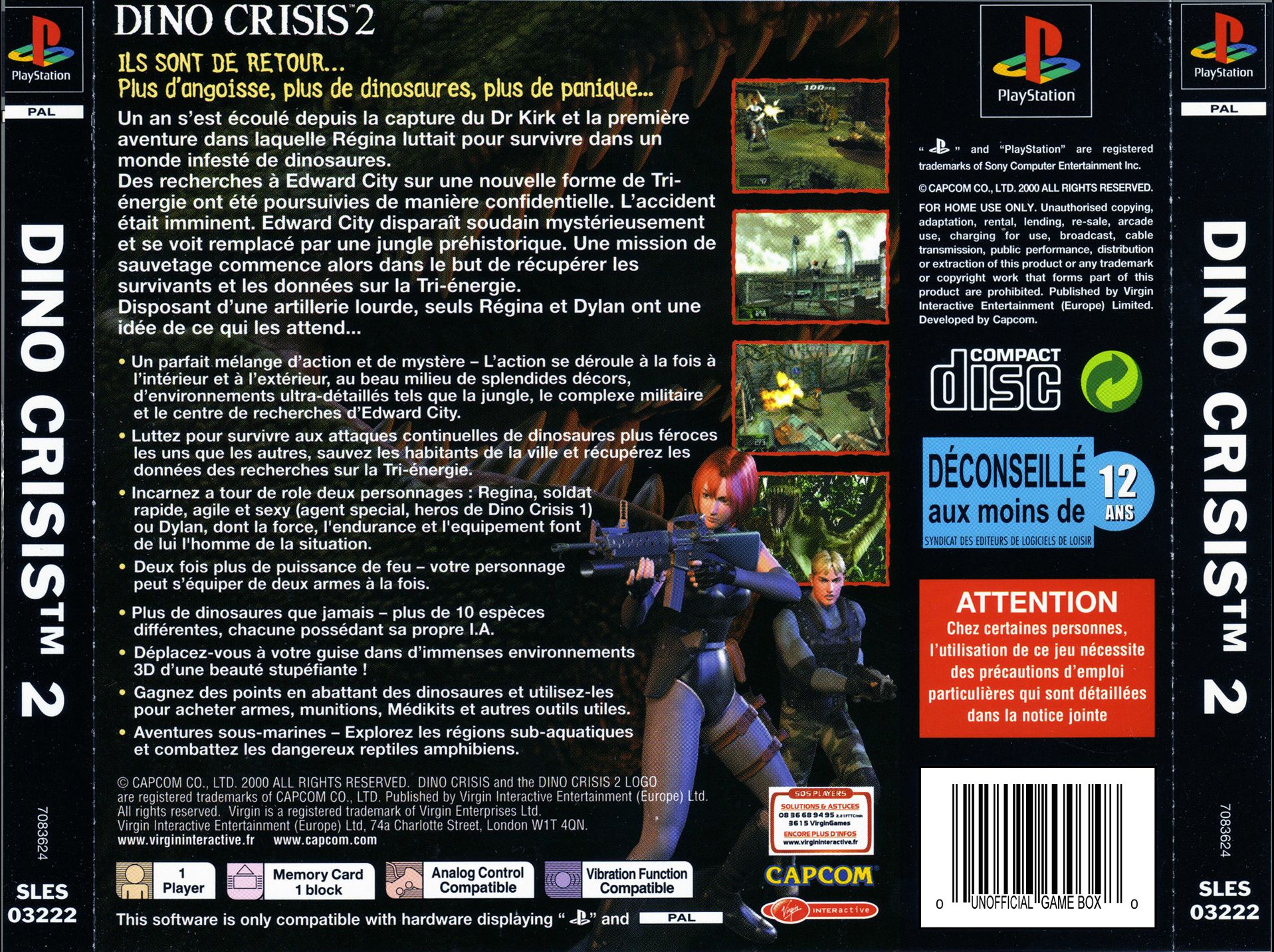 Contraportada de Dino Crisis 2 · FR