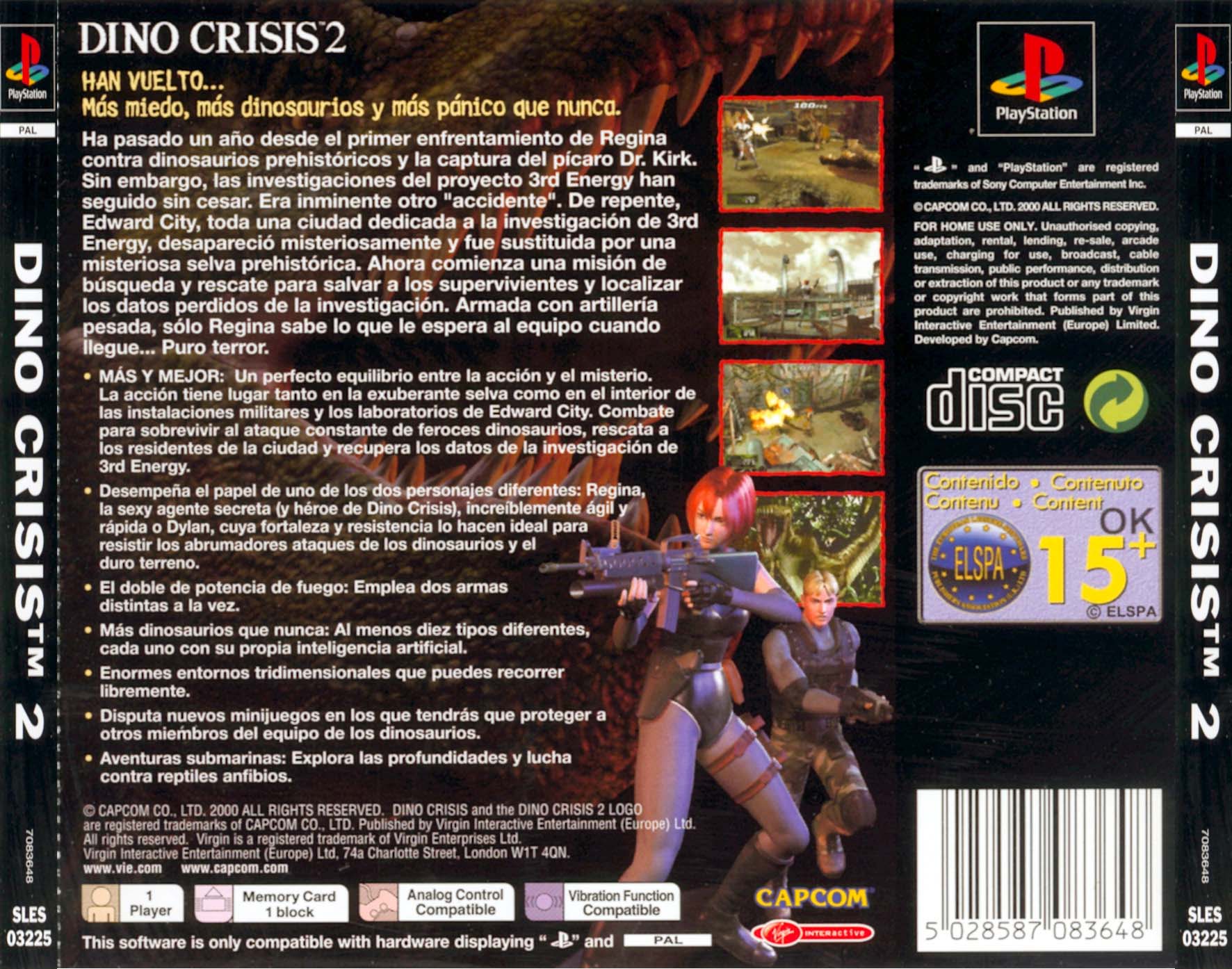 Contraportada de Dino Crisis 2 · ES