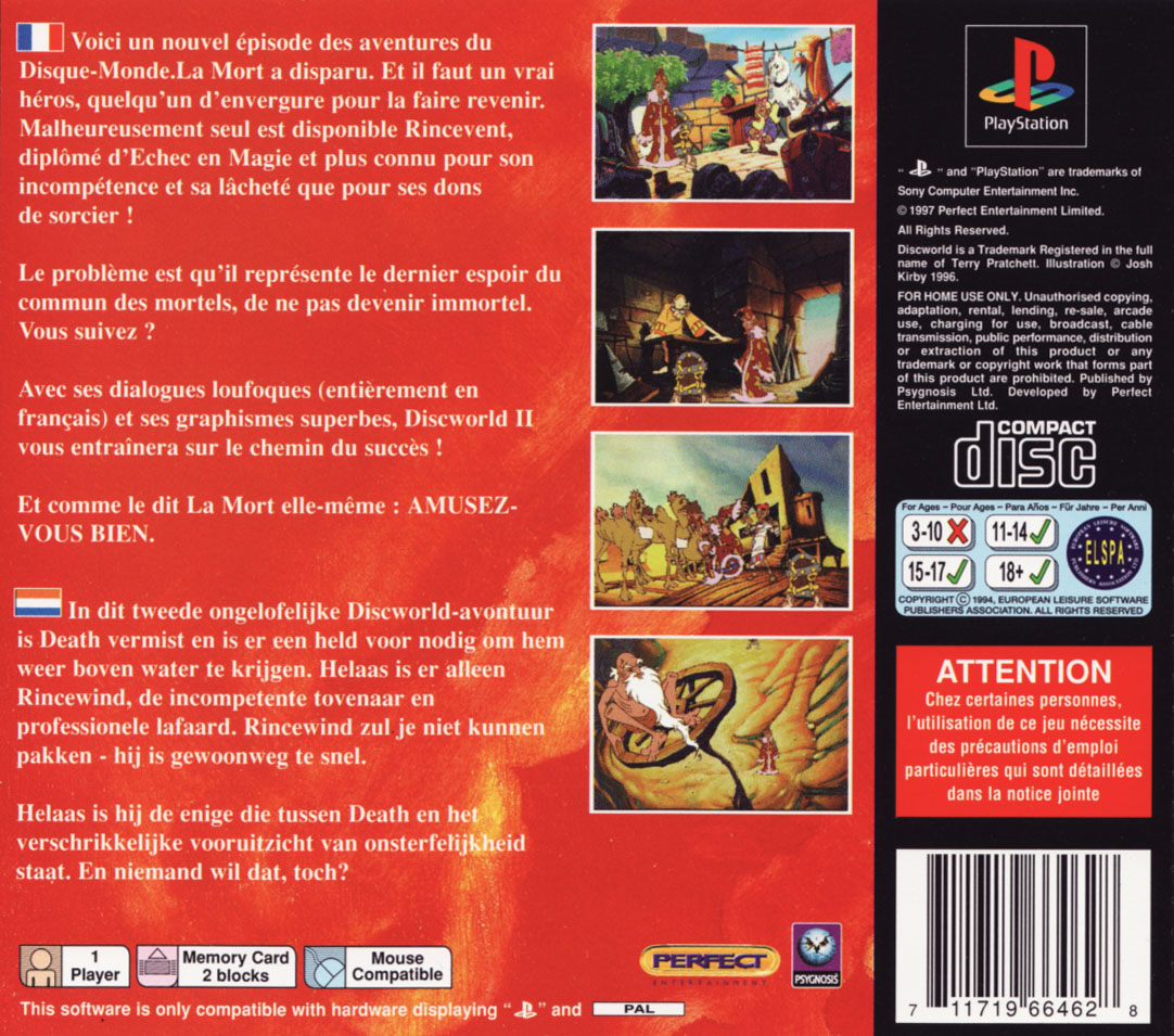 Contraportada de Discworld II - Mortellement Votre! · FR
