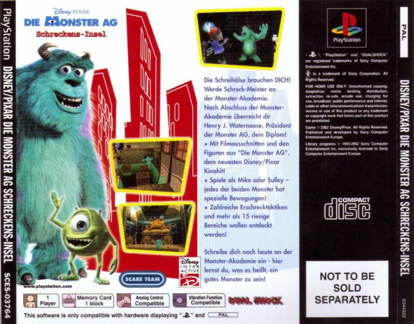 Contraportada de Disney / Pixar - Die Monster AG - Schreckens Insel · DE