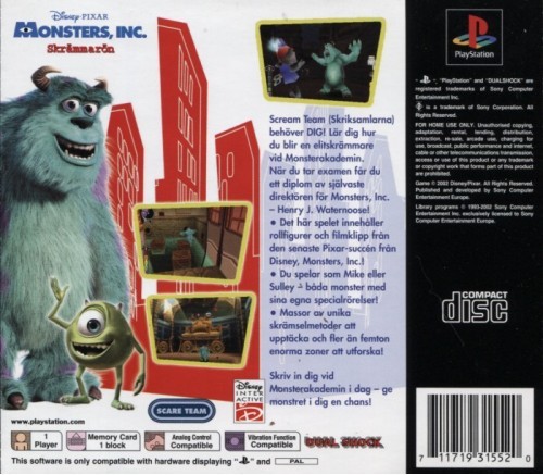 Contraportada de Disney / Pixar - Monsters Inc - Skrämmarön · SE