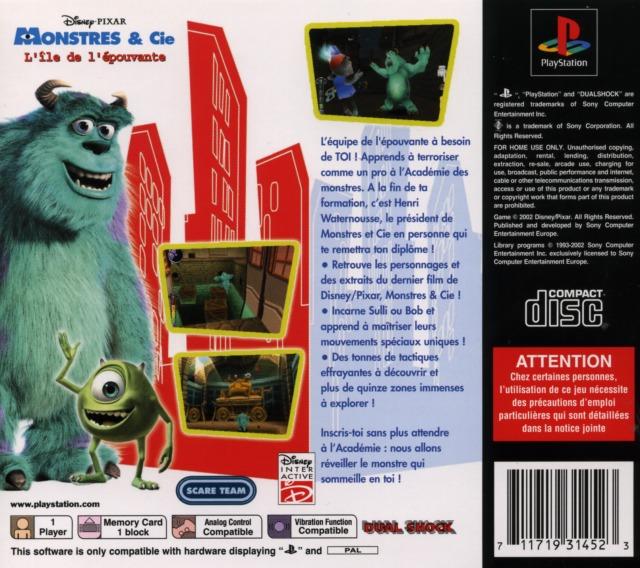Contraportada de Disney / Pixar - Monstres & Cie - L'île de l'épouvante · FR