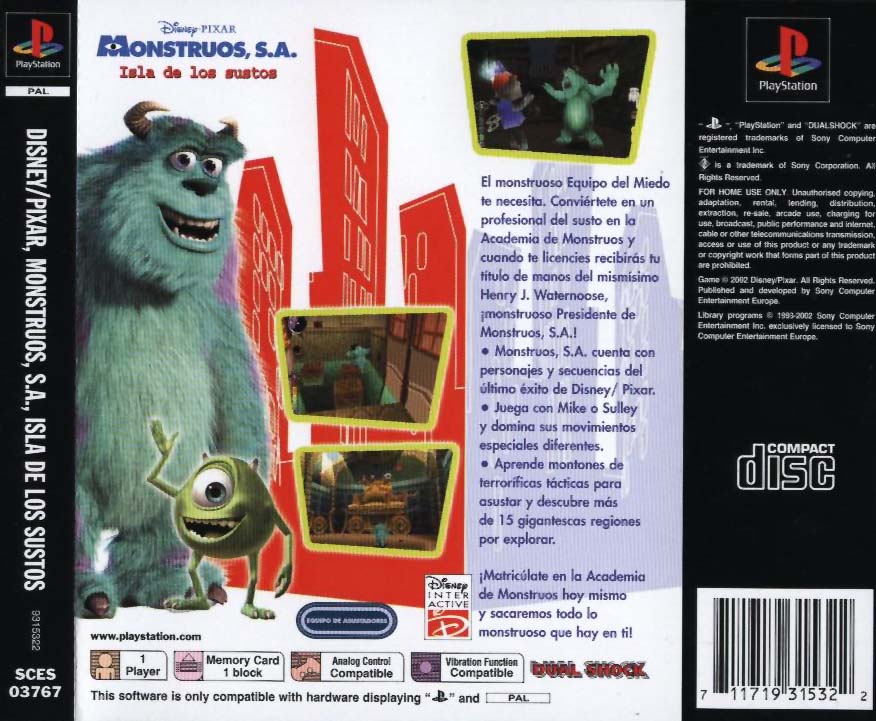 Contraportada de Disney / Pixar - Monstruos SA - La Isla de los Sustos · ES