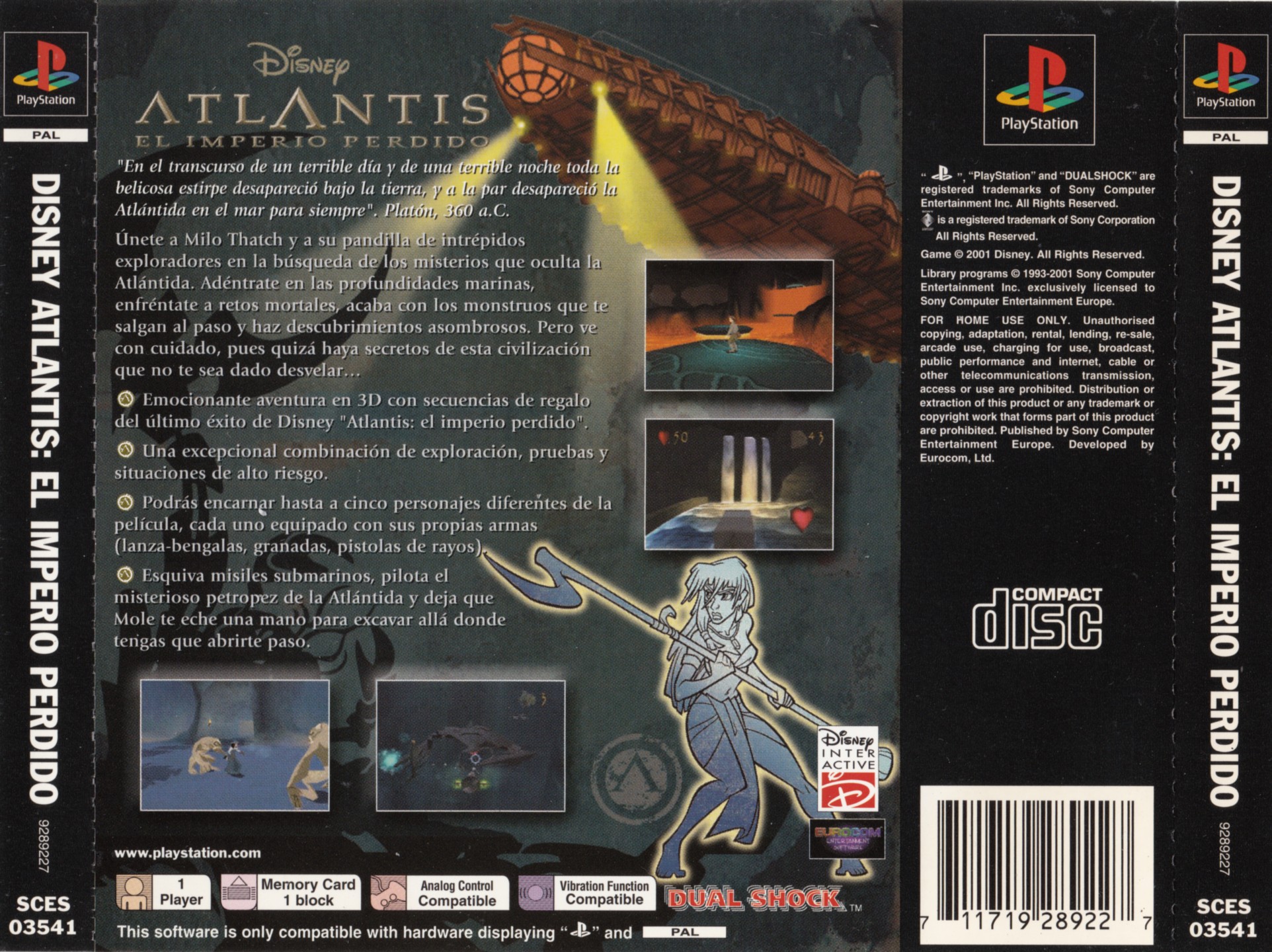 Contraportada de Disney's Atlantis El Imperio Perdido · ES