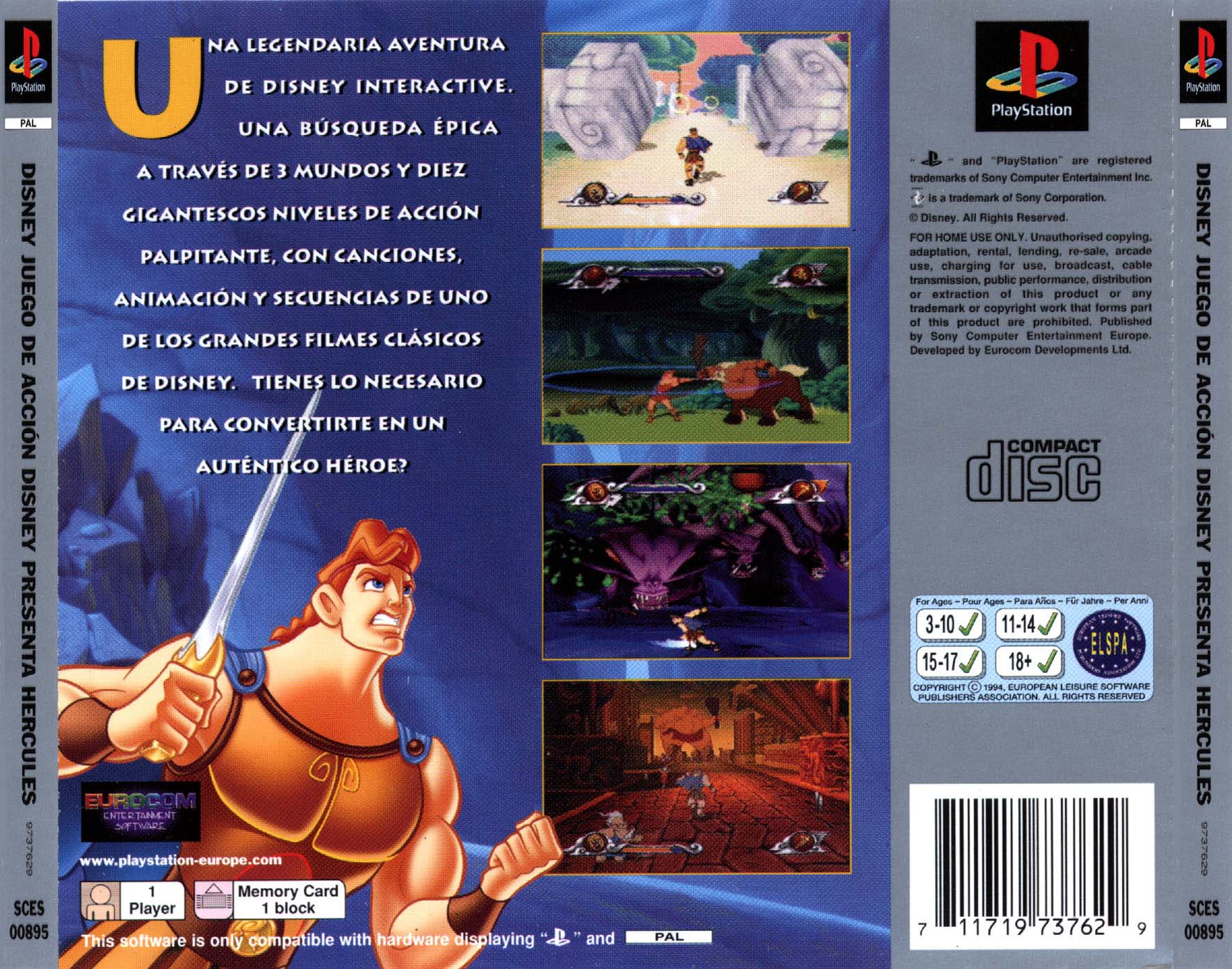Contraportada · Platinum de Disney's Hercules - Juego de Accion · ES