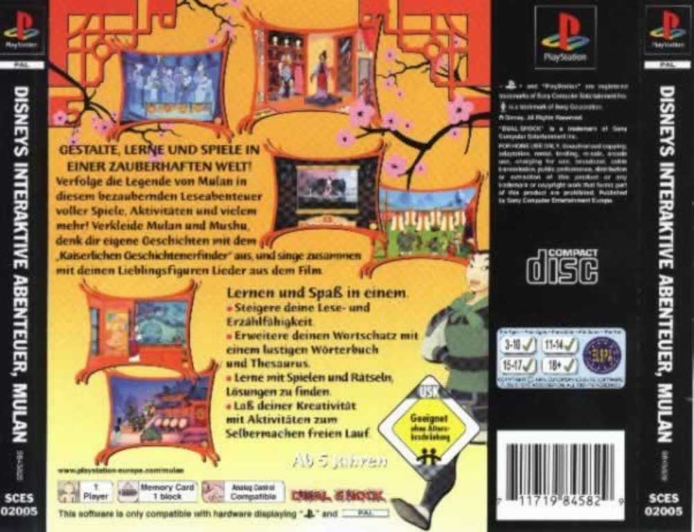 Contraportada de Disney's Mulan Interaktive Abenteuer · DE