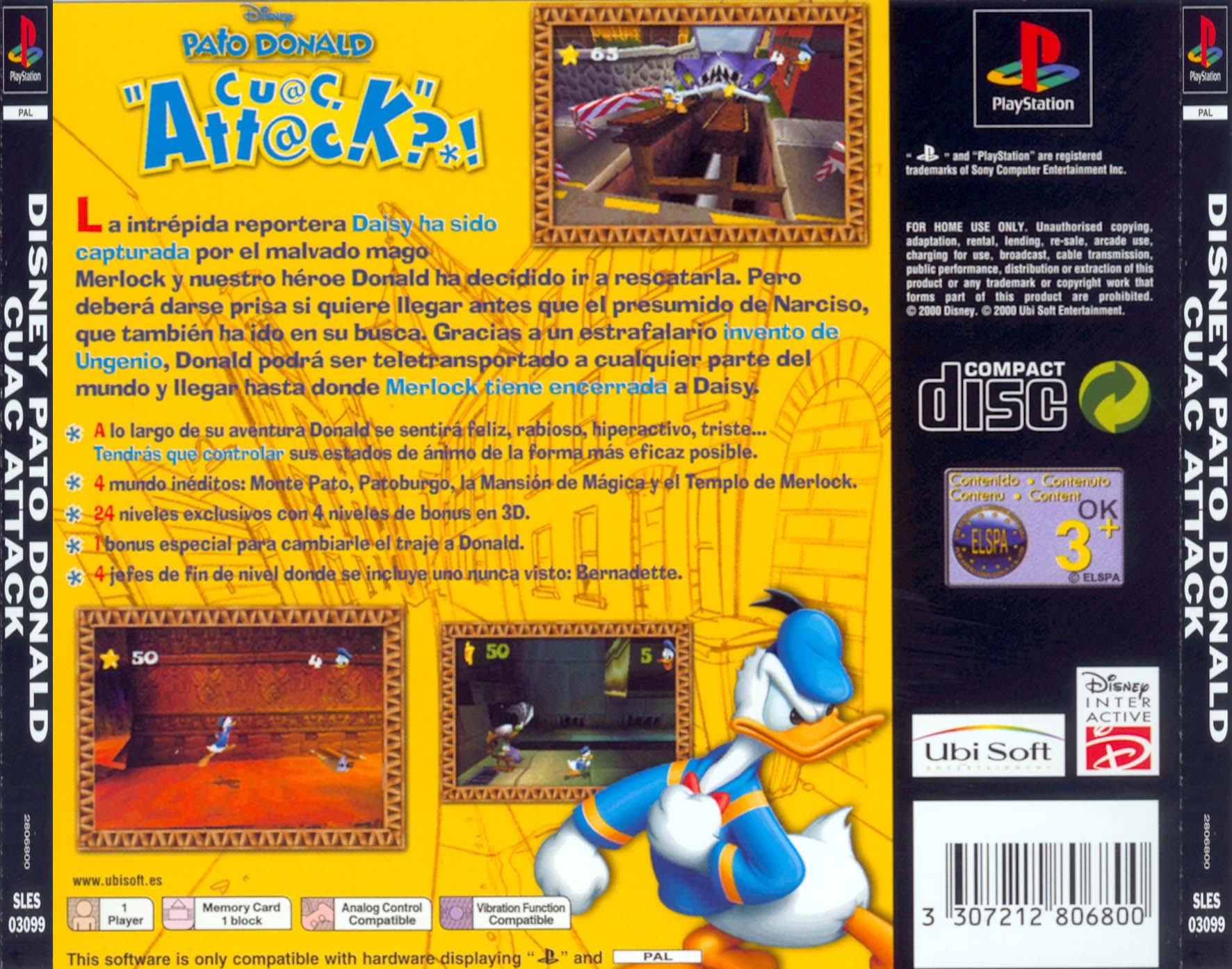 Contraportada de Disney's Pato Donald Cuac Attack · ES