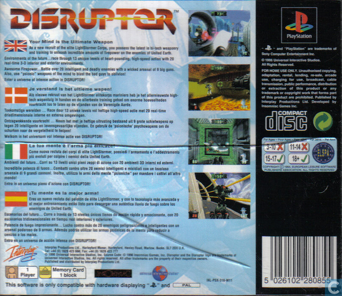 Contraportada de Disruptor · EU