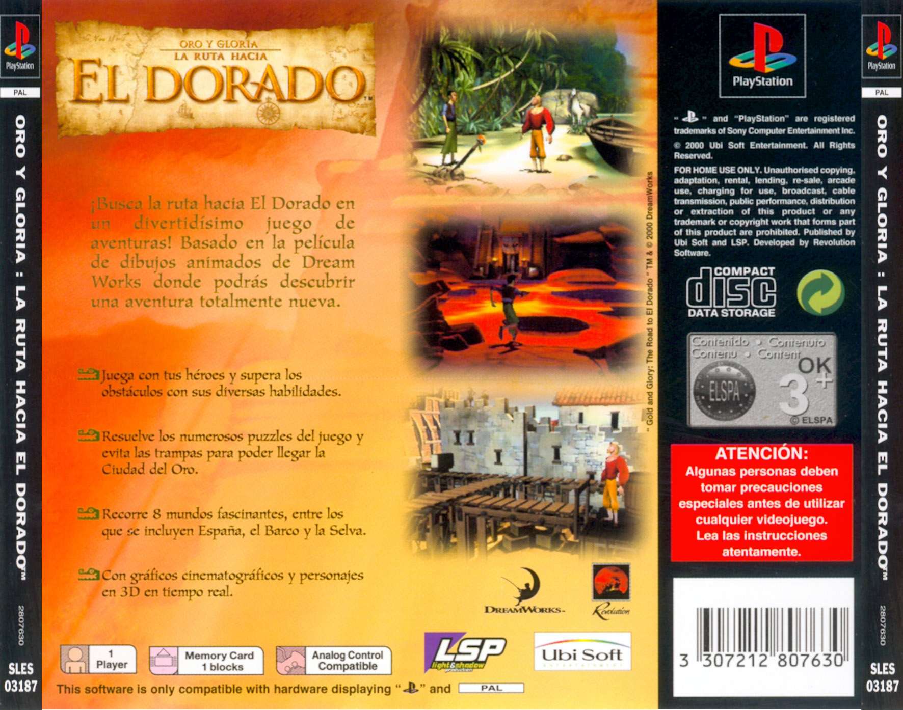 Contraportada de Dreamworks - Oro y Gloria la Ruta hacia el Dorado · ES