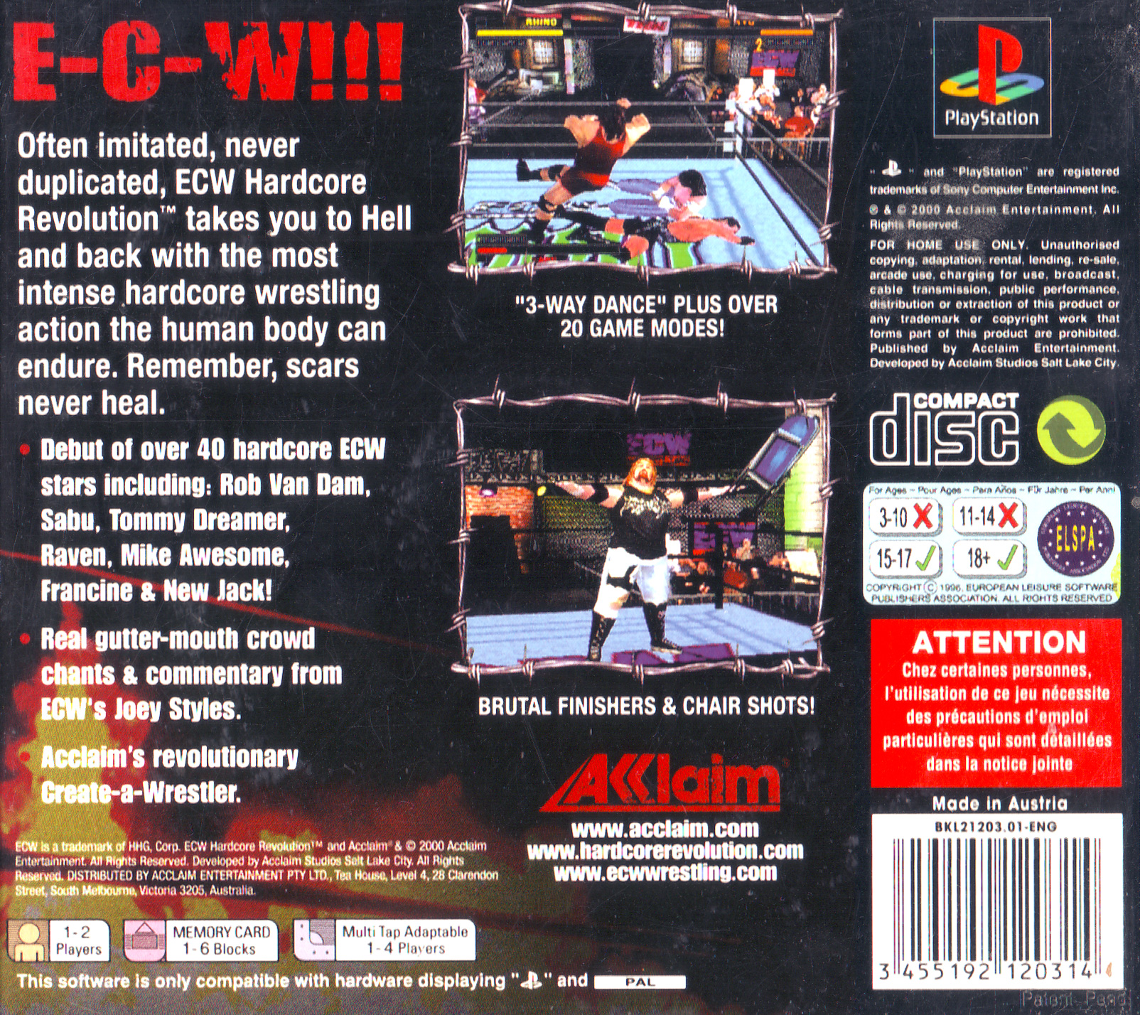 Contraportada de ECW - Hardcore Revolution · EU