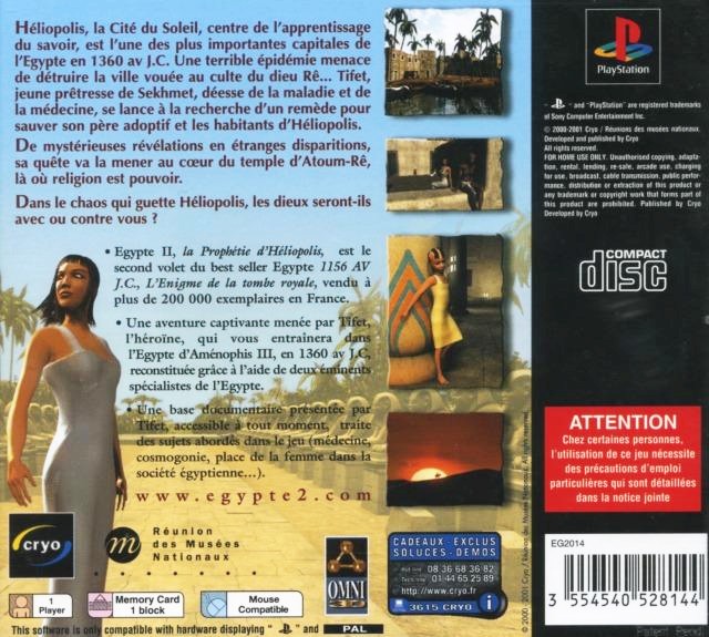 Contraportada de Egypte II - La prophétie d'Héliopolis · FR
