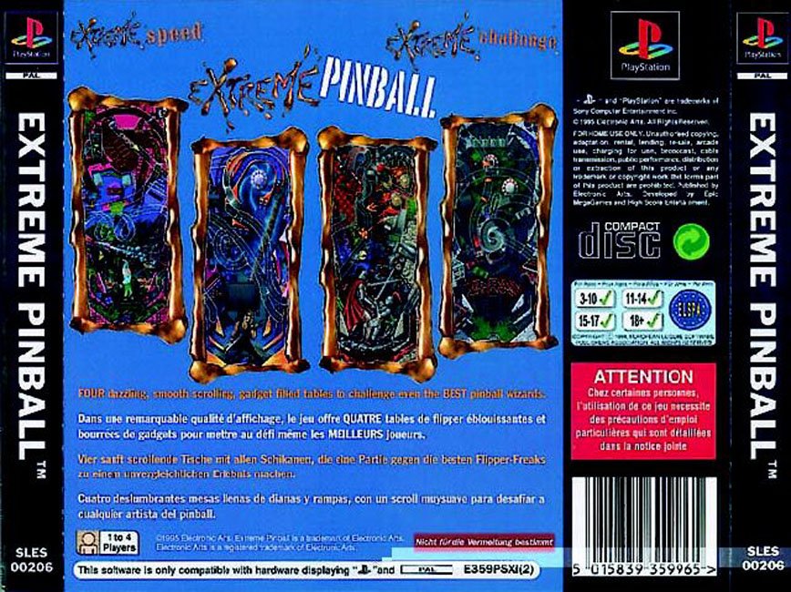 Contraportada de Extreme Pinball · EU
