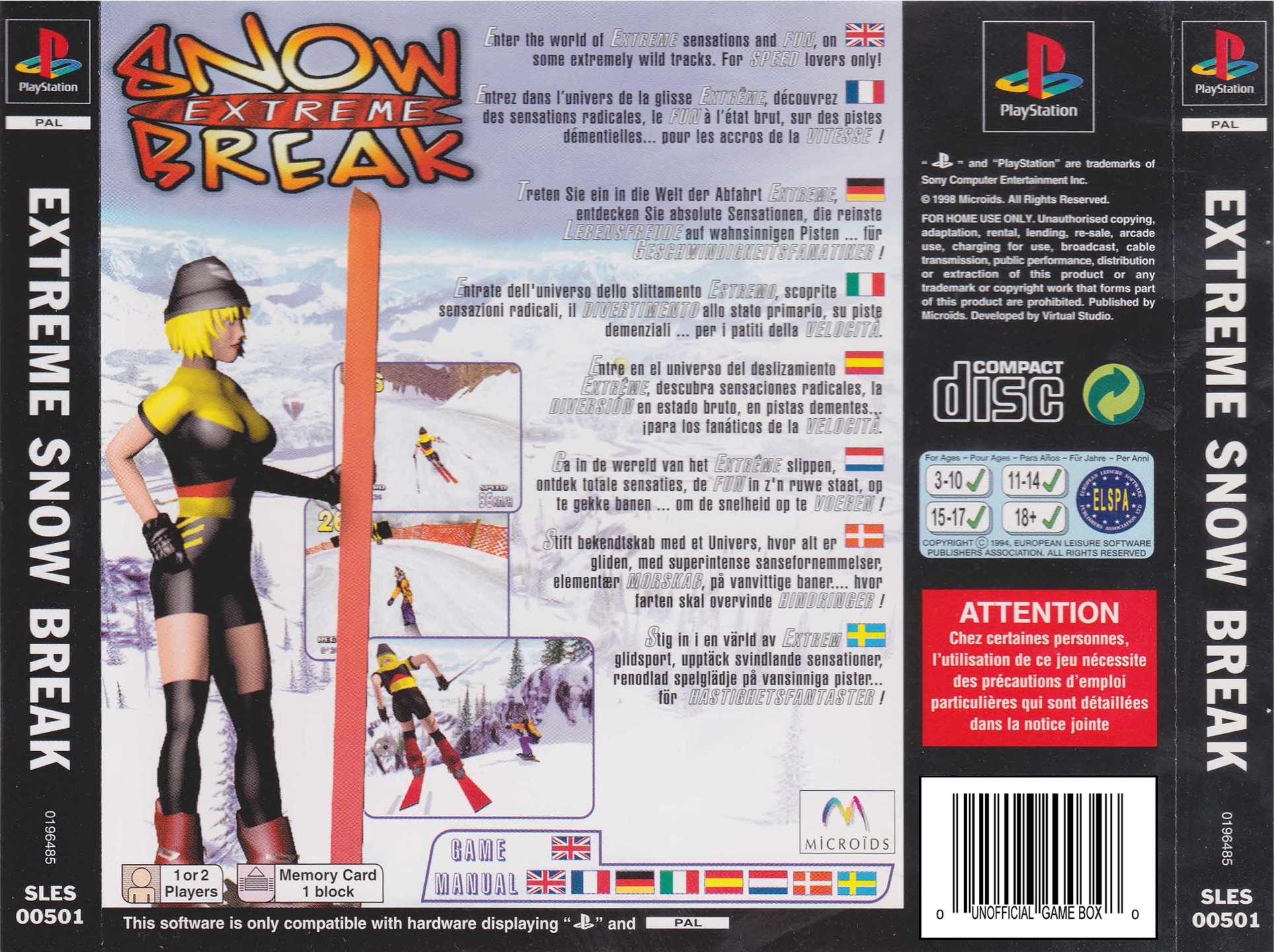 Contraportada de Extreme Snow Break · EU
