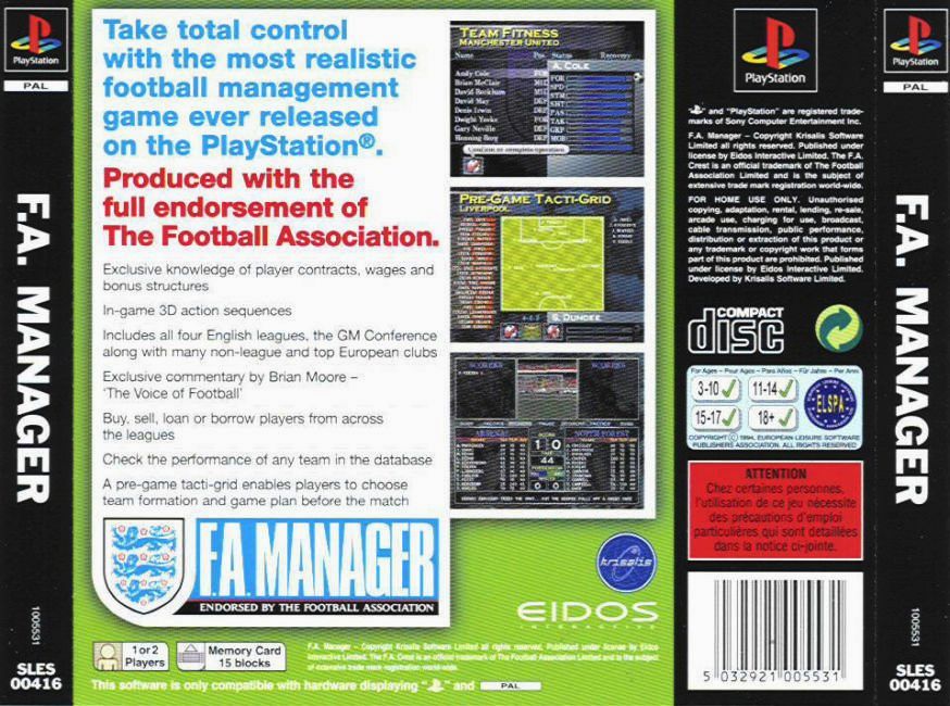 Contraportada de FA Manager · EU