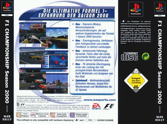 Contraportada de F1 Championship Season 2000 · DE