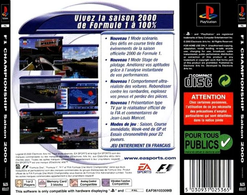 Contraportada de F1 Championship Season 2000 · FR