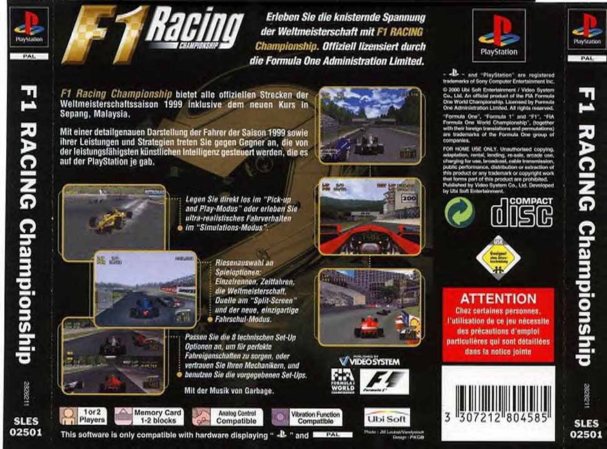 Contraportada de F1 Racing Championship · DE