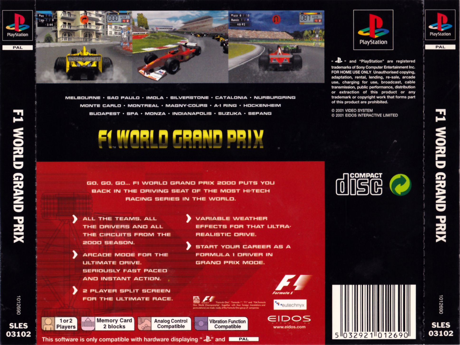 Contraportada de F1 World Grand Prix 2000 · EU