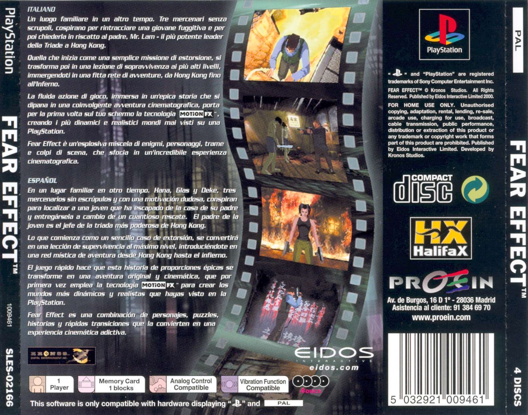 Contraportada de Fear Effect · EU