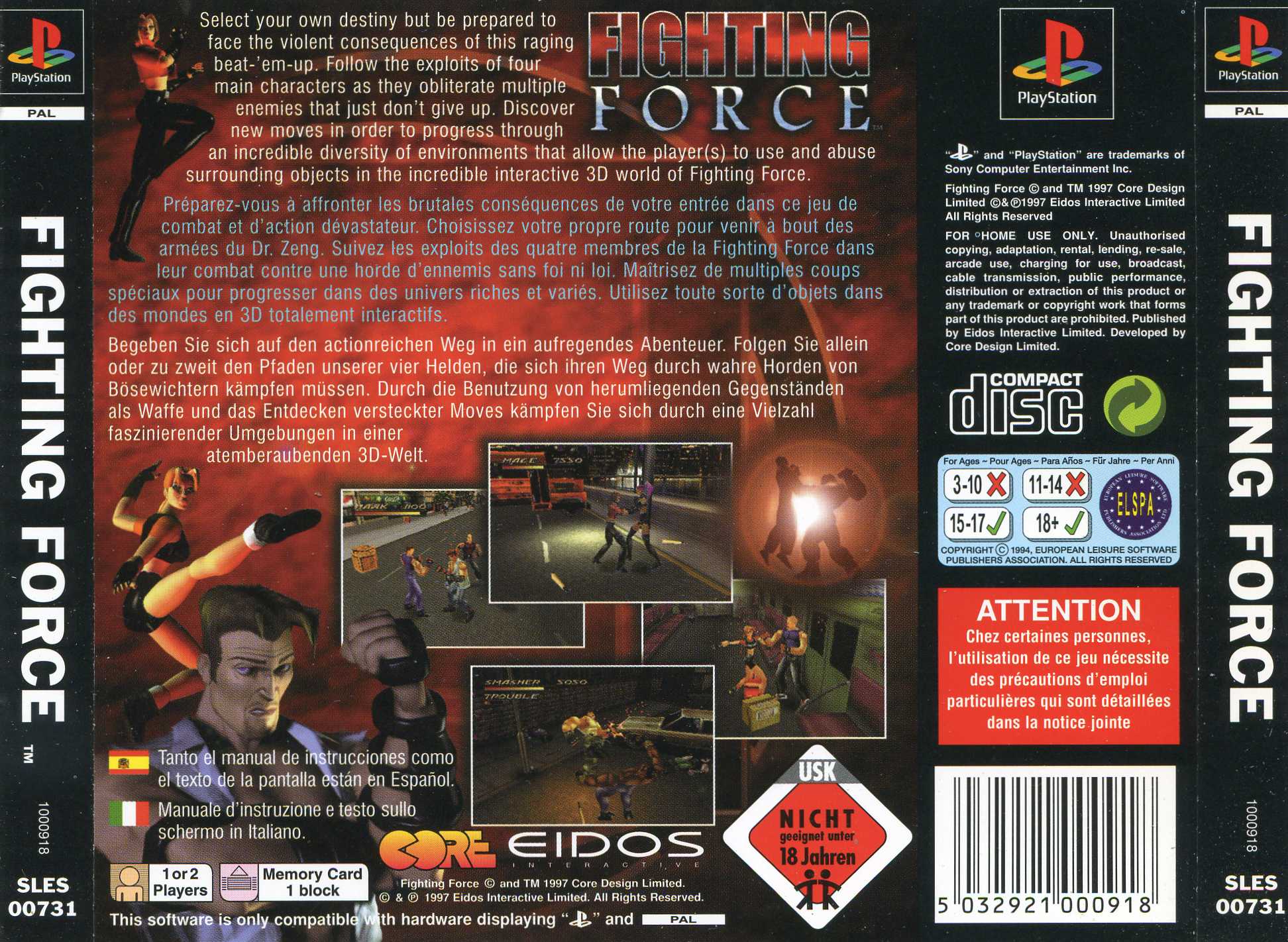 Contraportada de Fighting Force · EU