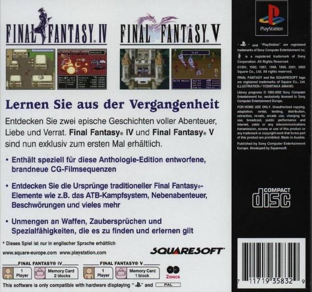 Contraportada de Final Fantasy Anthology · DE