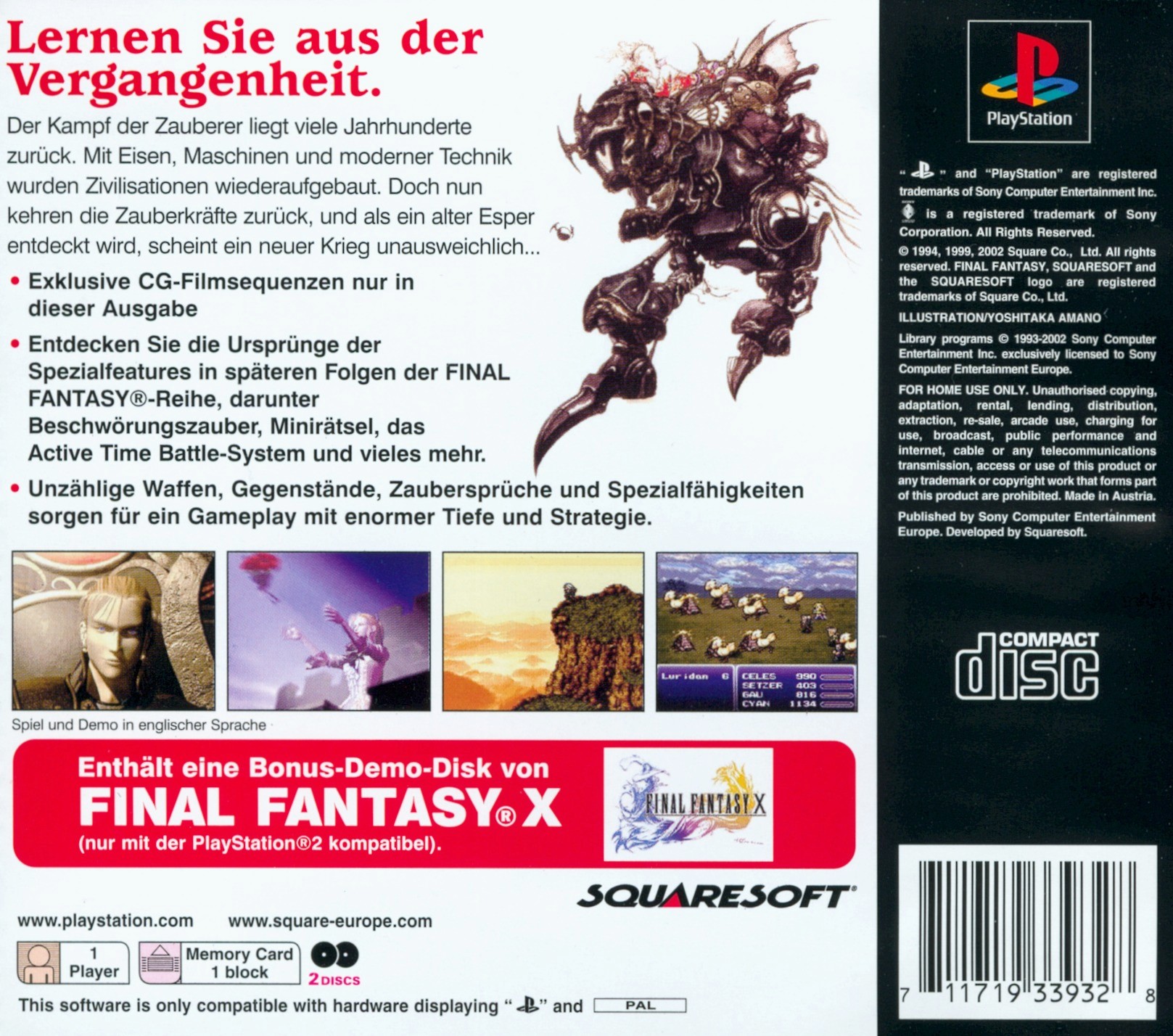 Contraportada de Final Fantasy VI · DE