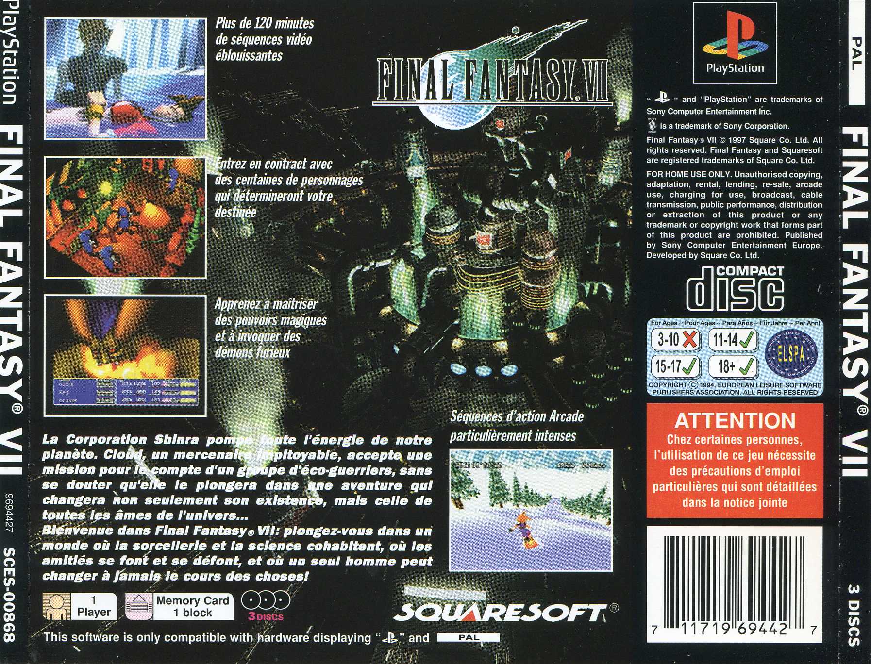 Contraportada de Final Fantasy VII · FR