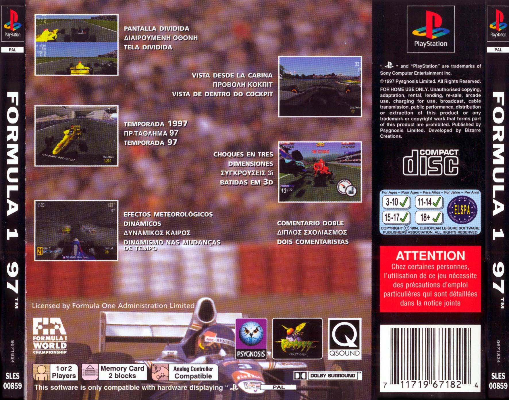 Contraportada de Formula 1 97 · ES