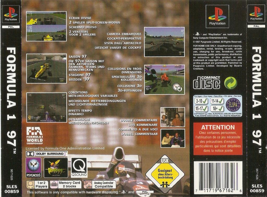 Contraportada de Formula 1 97 · EU