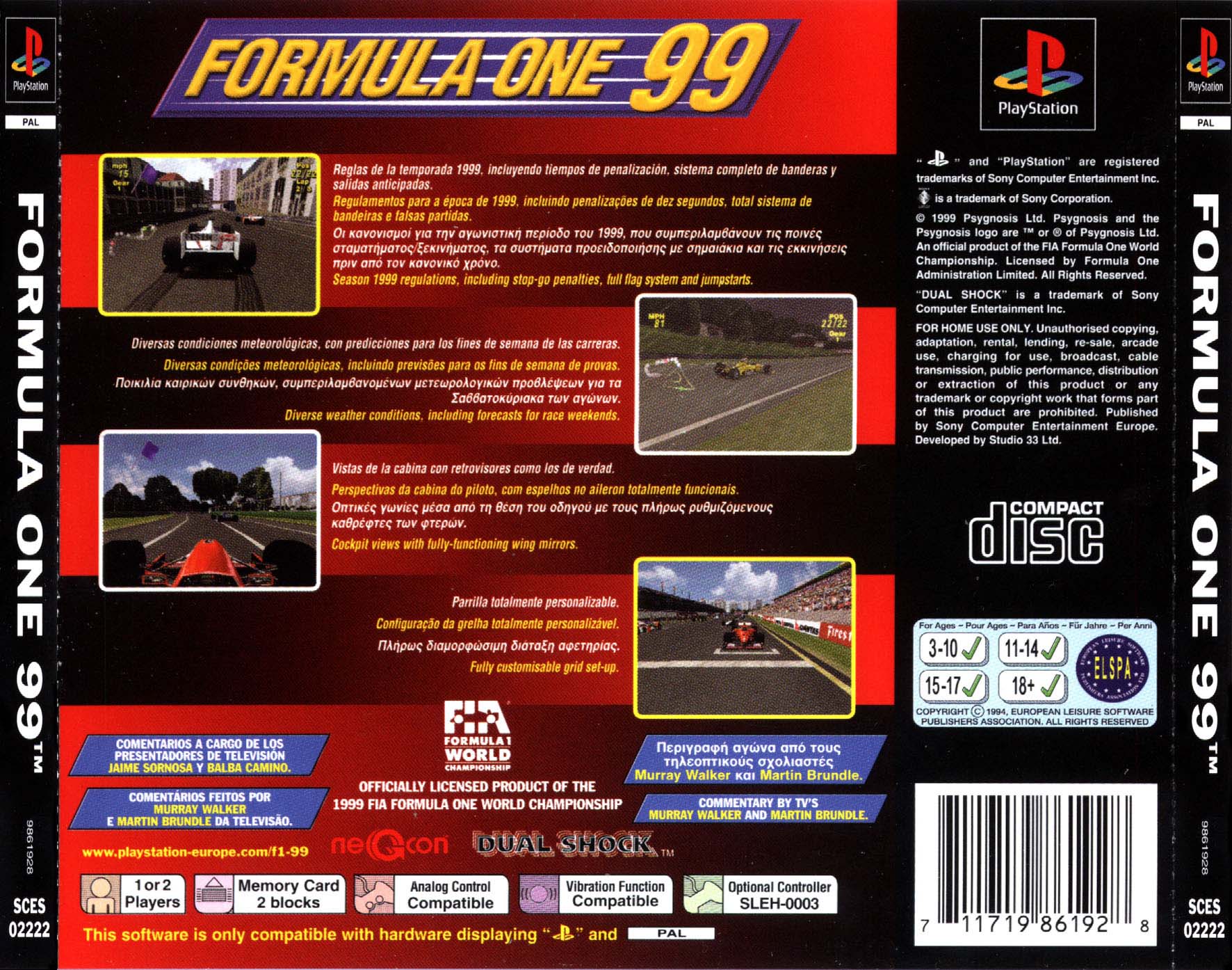 Contraportada de Formula One 99 · ES