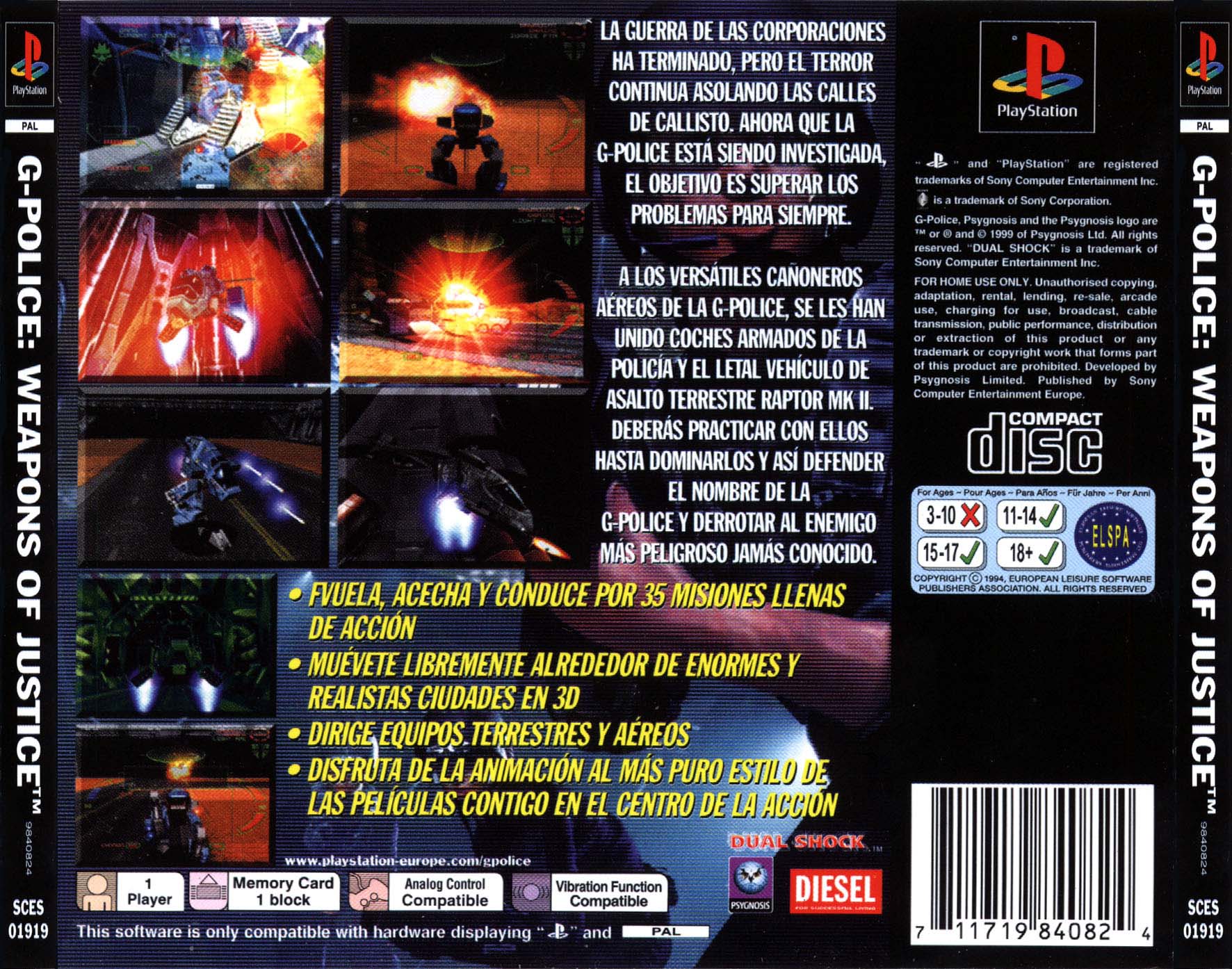Contraportada de G-Police - Weapons of Justice · ES