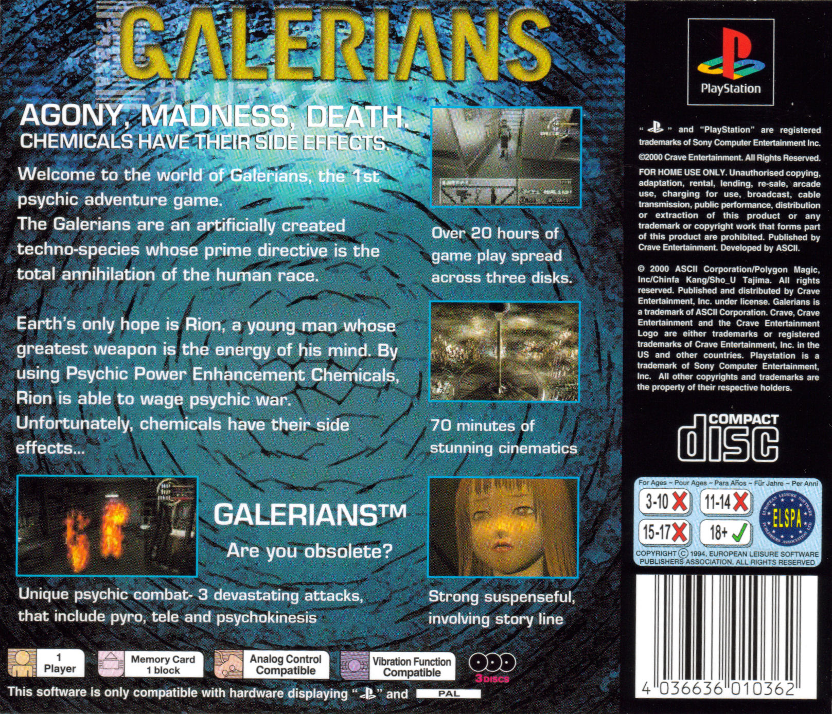 Contraportada de Galerians · GB