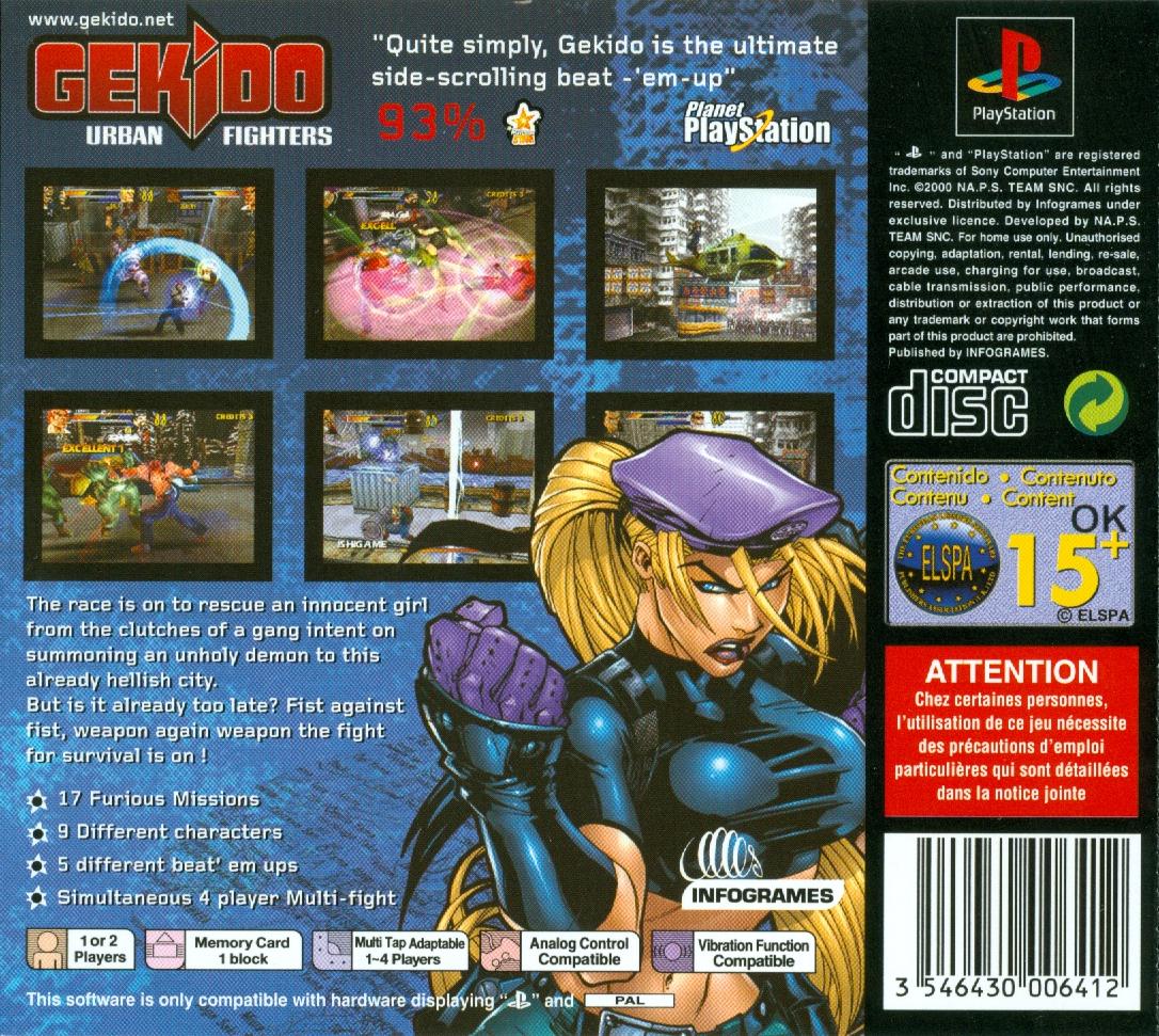 Contraportada de Gekido Urban Fighters · EU