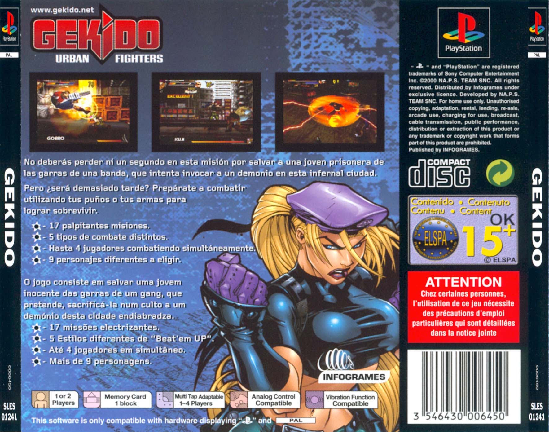 Contraportada de Gekido Urban Fighters · EU