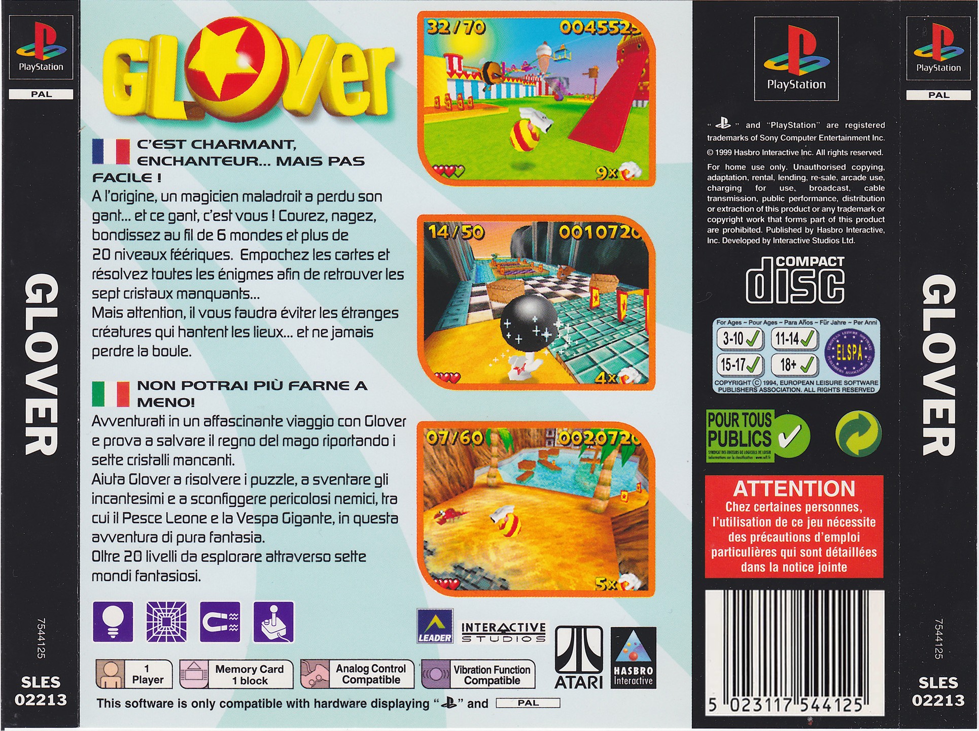 Contraportada de Glover · EU