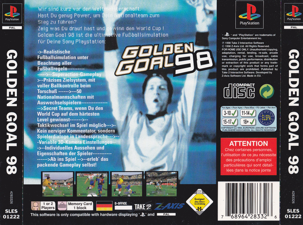 Contraportada de Golden Goal 98 · EU