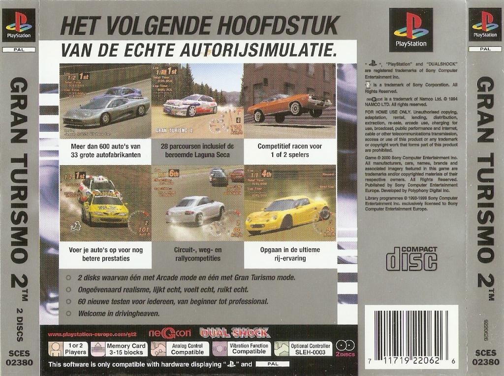 Contraportada · Platinum de Gran Turismo 2 · NL