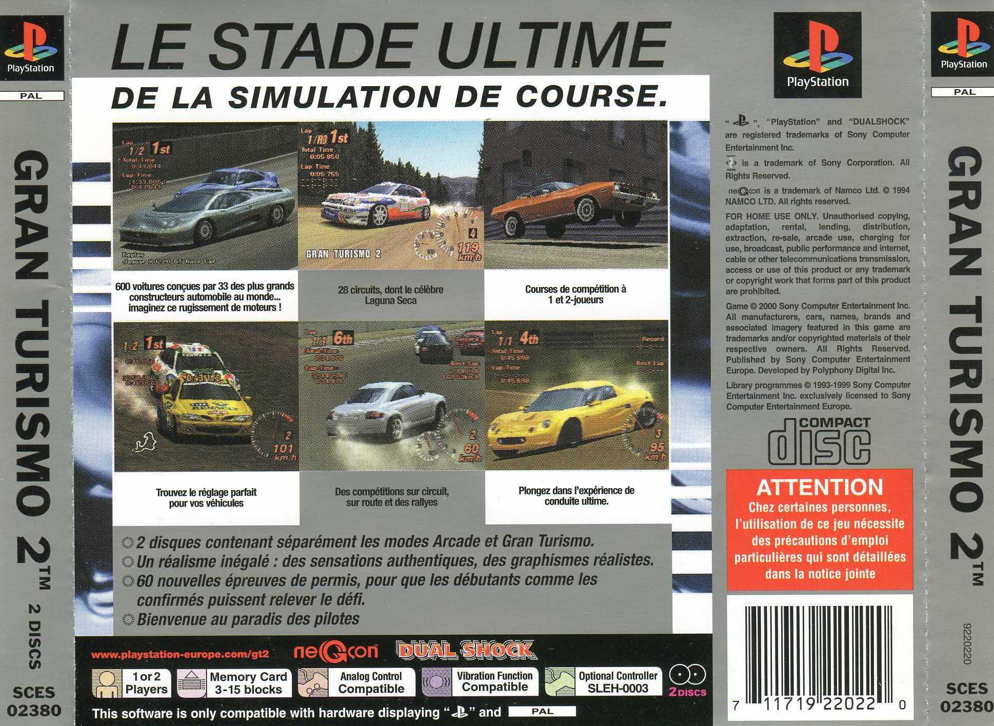 Contraportada · Platinum de Gran Turismo 2 · FR